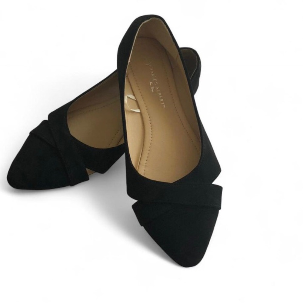 Charles Albert Womens Ballet Flats Faux Suede Slip On Black Size 7